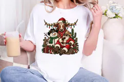 Western Christmas Longhorn PNG Shirt Product Image 5