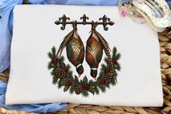 Hanging Pheasants Christmas Wreath PNG Product Image 5
