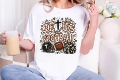 Jesus and Football PNG Sublimation Tee Product Image 5