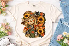Fall Scarecrow Sunflower PNG Shirt Desig Product Image 1