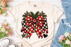 Christmas Bow Checker PNG Sublimation Product Image 2