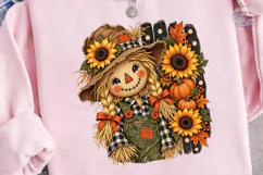 Fall Scarecrow Sunflower PNG Shirt Desig Product Image 2