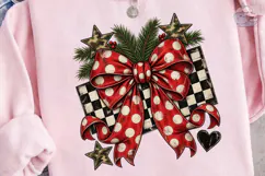 Christmas Bow Checker PNG Sublimation Product Image 3