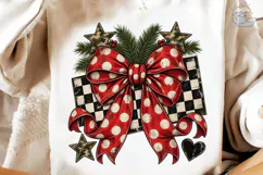 Christmas Bow Checker PNG Sublimation Product Image 4