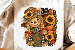 Fall Scarecrow Sunflower PNG Shirt Desig Product Image 3
