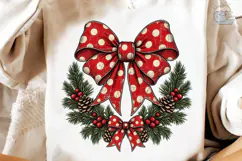 Christmas Wreath Polka Dot Bow PNG Shirt Product Image 3