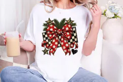 Christmas Bow Checker PNG Sublimation Product Image 1