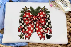 Christmas Bow Checker PNG Sublimation Product Image 5