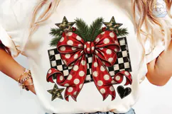 Christmas Bow Checker PNG Sublimation Product Image 6