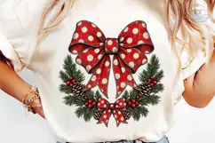 Christmas Wreath Polka Dot Bow PNG Shirt Product Image 6
