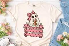 Ghost Coffee Bow Halloween PNG Shirt Product Image 2