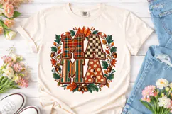 Fall Mama Patchwork PNG Sublimation Tee Product Image 2