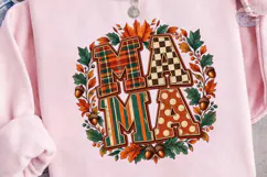 Fall Mama Patchwork PNG Sublimation Tee Product Image 3