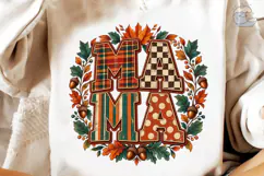 Fall Mama Patchwork PNG Sublimation Tee Product Image 1