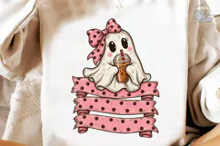 Ghost Coffee Bow Halloween PNG Shirt Product Image 1