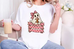 Ghost Coffee Bow Halloween PNG Shirt Product Image 4