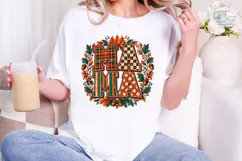 Fall Mama Patchwork PNG Sublimation Tee Product Image 4