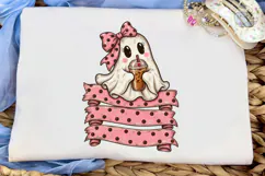 Ghost Coffee Bow Halloween PNG Shirt Product Image 5