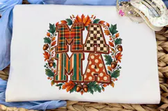 Fall Mama Patchwork PNG Sublimation Tee Product Image 5