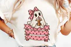 Ghost Coffee Bow Halloween PNG Shirt Product Image 6
