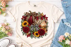Fall Pumpkin Leopard Floral PNG Sublimat Product Image 2