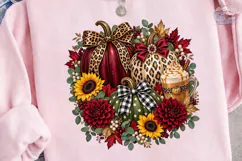 Fall Pumpkin Leopard Floral PNG Sublimat Product Image 3