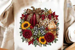 Fall Pumpkin Leopard Floral PNG Sublimat Product Image 4