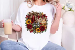 Fall Pumpkin Leopard Floral PNG Sublimat Product Image 5