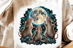 Three Rats Howling Moon PNG Shirt Product Image 4