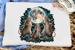 Three Rats Howling Moon PNG Shirt Product Image 1