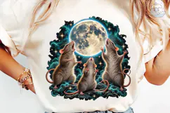Three Rats Howling Moon PNG Shirt Product Image 6