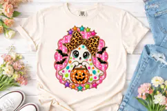 Cute Ghost Bow Halloween PNG Shirt Product Image 2