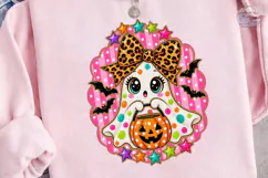 Cute Ghost Bow Halloween PNG Shirt Product Image 3
