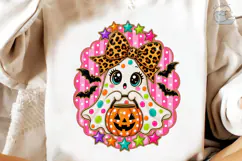 Cute Ghost Bow Halloween PNG Shirt Product Image 4