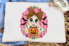 Cute Ghost Bow Halloween PNG Shirt Product Image 5