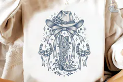 Cowboy Boot Hat Coquette PNG Shirt Product Image 1
