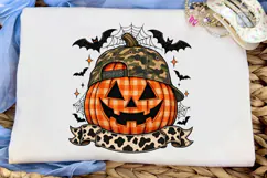 Halloween Pumpkin Camo Cap PNG Tee Product Image 5