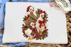 Christmas Geese Santa PNG Sublimation Te Product Image 1