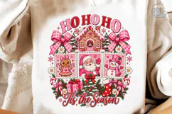 Ho Ho Ho Christmas Pink PNG Shirt Product Image 4