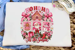 Ho Ho Ho Christmas Pink PNG Shirt Product Image 5