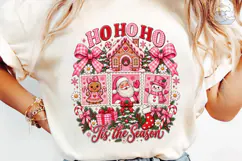 Ho Ho Ho Christmas Pink PNG Shirt Product Image 6