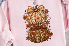 Coquette Pumpkin Stack Fall PNG Tee Product Image 3