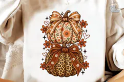 Coquette Pumpkin Stack Fall PNG Tee Product Image 4