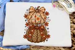Coquette Pumpkin Stack Fall PNG Tee Product Image 5