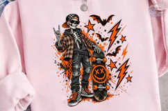 Skater Skeleton Halloween PNG Shirt Product Image 3