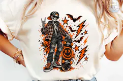 Skater Skeleton Halloween PNG Shirt Product Image 6