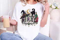 Witchy Halloween Black Cat PNG Shirt Product Image 5