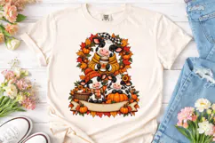 Fall Cow Mama Baby PNG Sublimation Tee Product Image 2