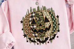 Halloween Pumpkin Mixed Pattern PNG Tee Product Image 3