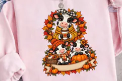 Fall Cow Mama Baby PNG Sublimation Tee Product Image 3